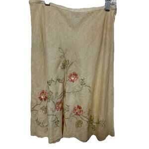 ANN TAYLOR Ivory Skirt Floral Beaded Threaded Theme Feminine Size 0P